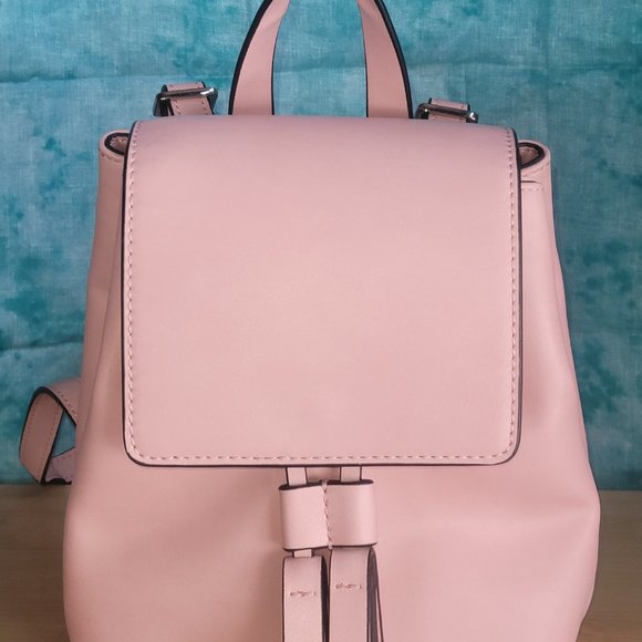 French Connection Pale Pink Mini Backpack with Tassels - Picture 1 of 9